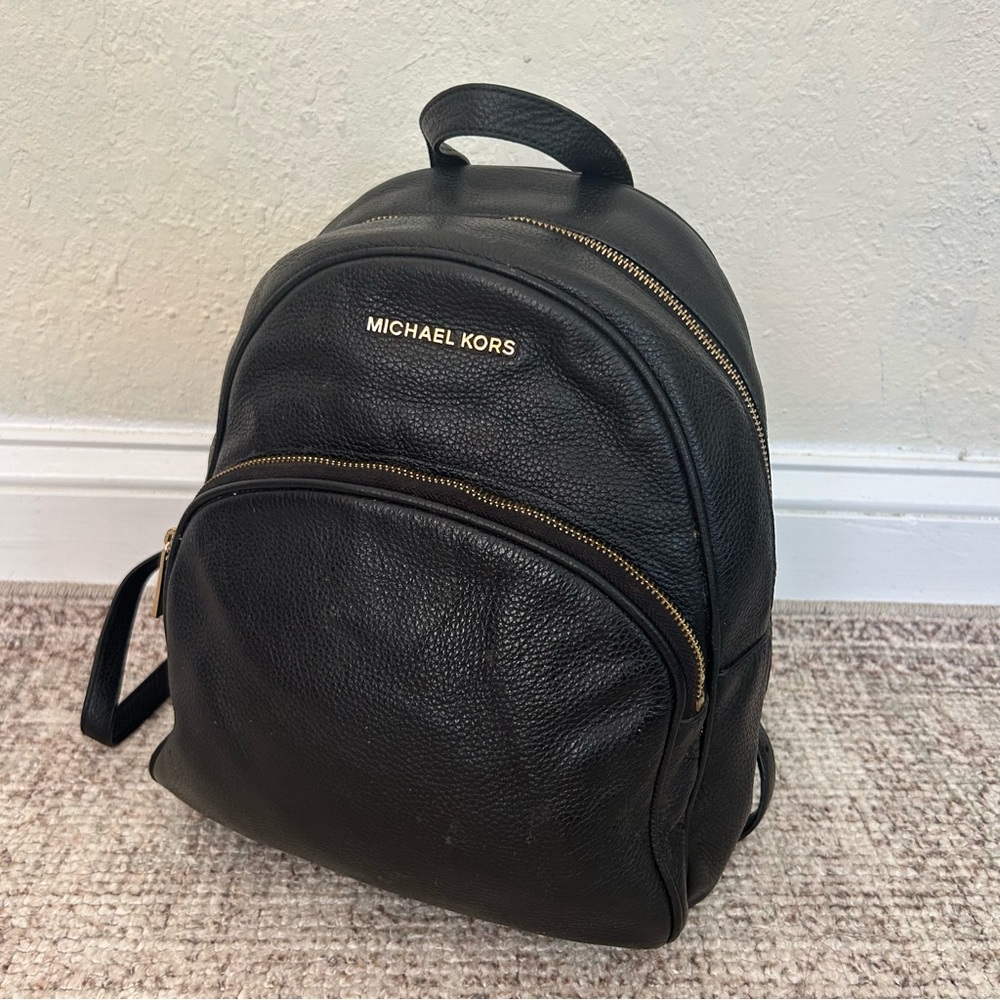 Michael Kors Black Leather Backpack with Gold Hardware - Picture 6 of 9